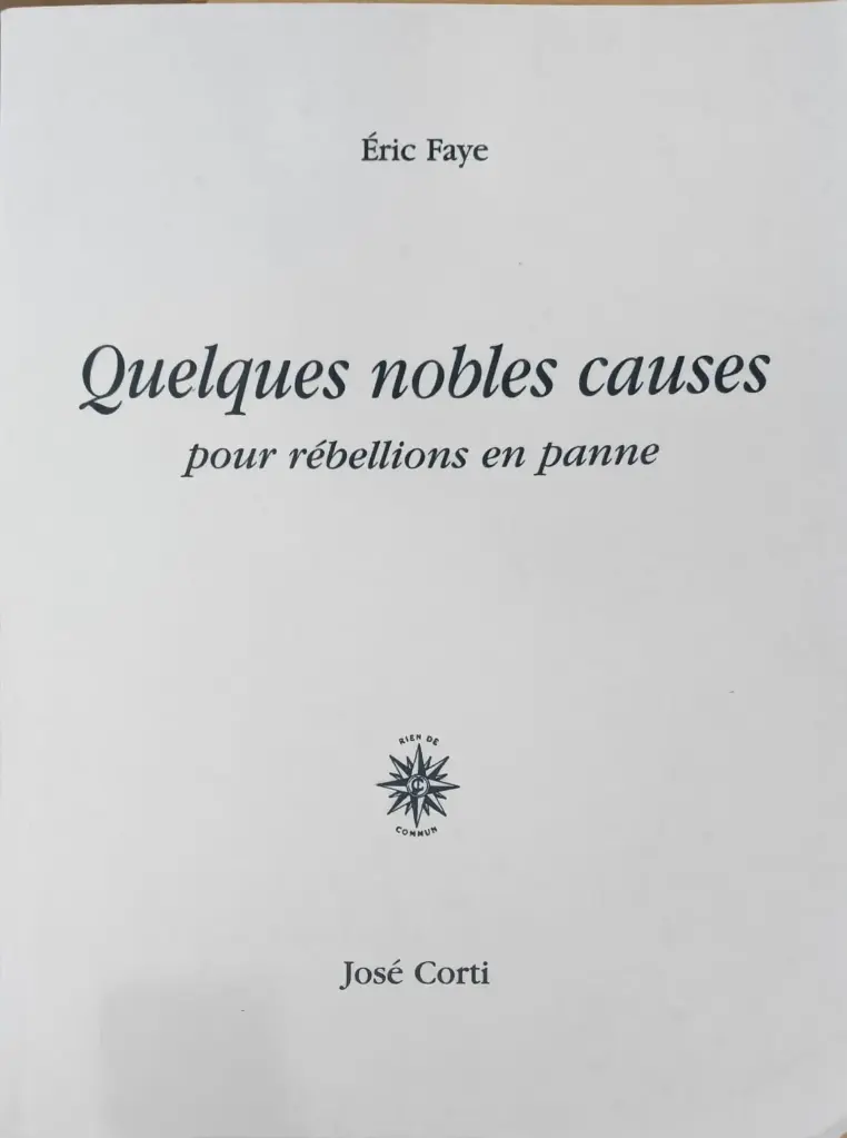 Eric Faye : Quelques nobles causes pour rébellions en panne